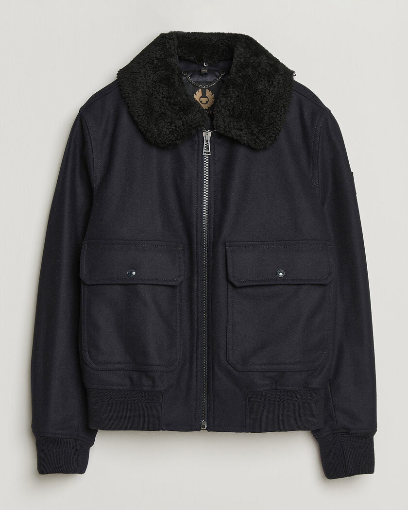 Belstaff Welder Wool Bomber Jacket Dark Ink – Azul