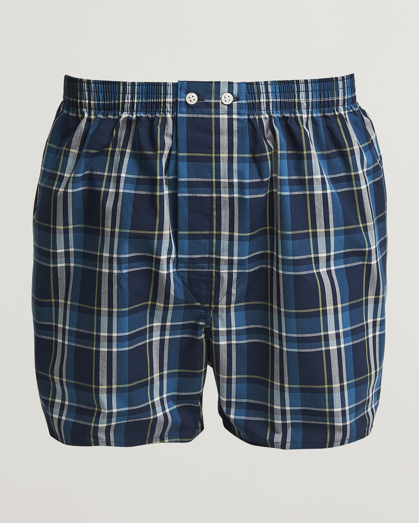 Derek Rose Classic Fit Woven Cotton Boxer Shorts Navy – Azul