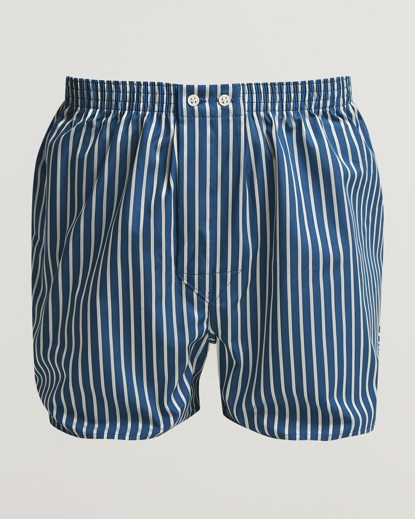 Derek Rose Classic Fit Striped Woven Cotton Boxer Shorts Blue/White – Multicolor