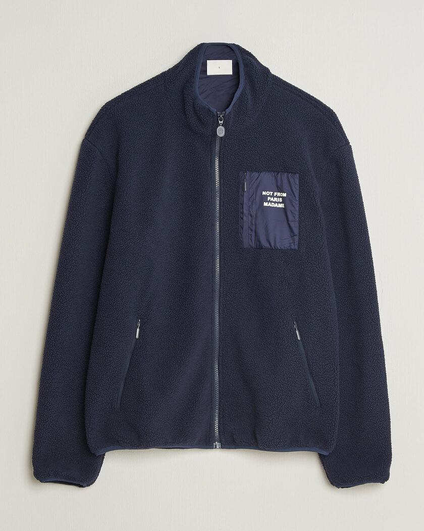 Drôle de Monsieur Slogan Sherpa Jacket Navy – Azul