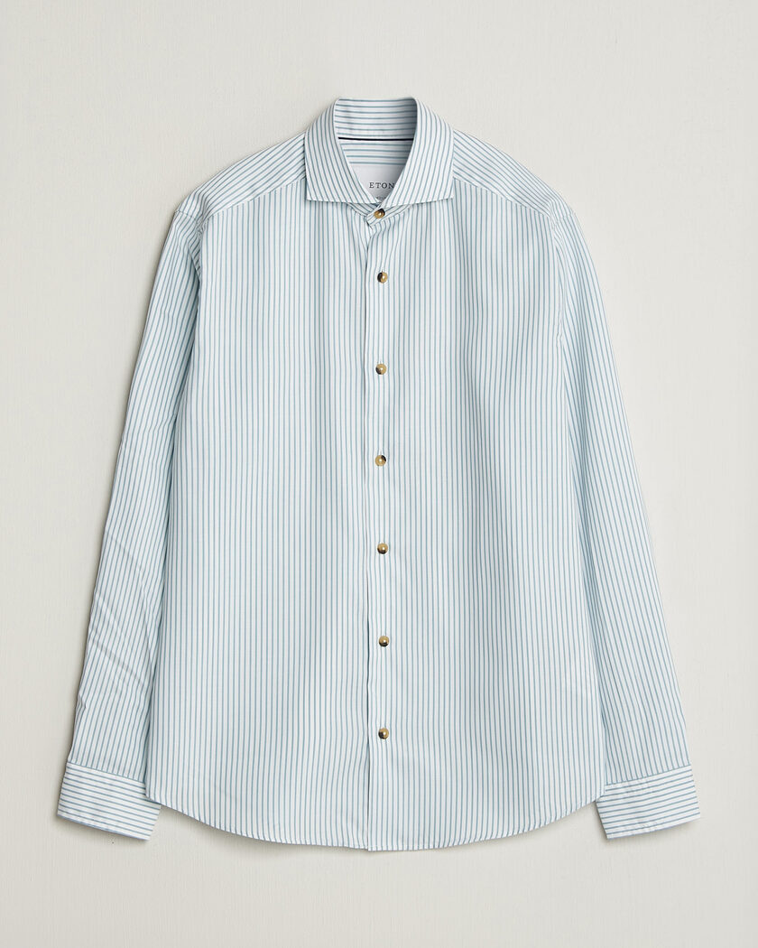 Eton Casual Fit Signature Oxford Striped Shirt Mid Blue – Azul