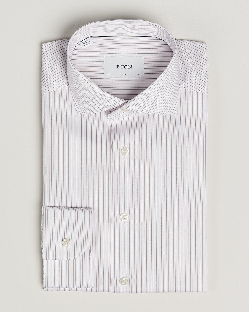 Eton Slim Fit Fine Twill Striped Shirt Orange – Naranja