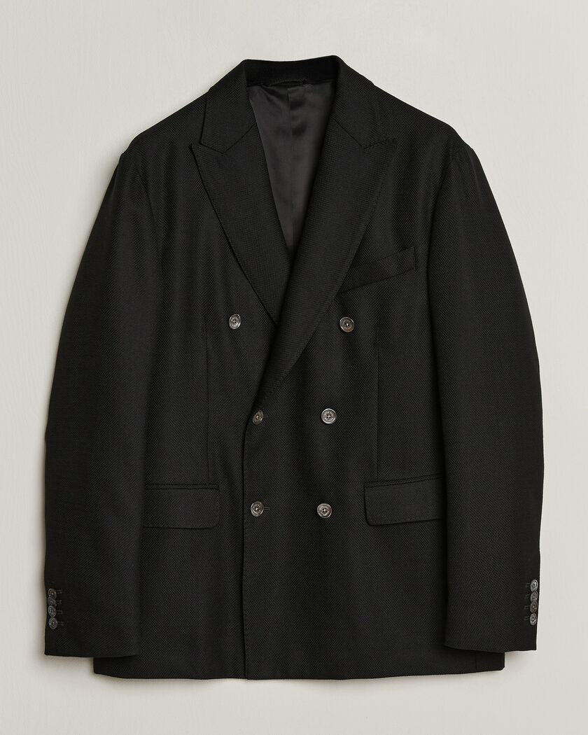 Eton Double Breasted Hopsack Soft jacket Black – Negro
