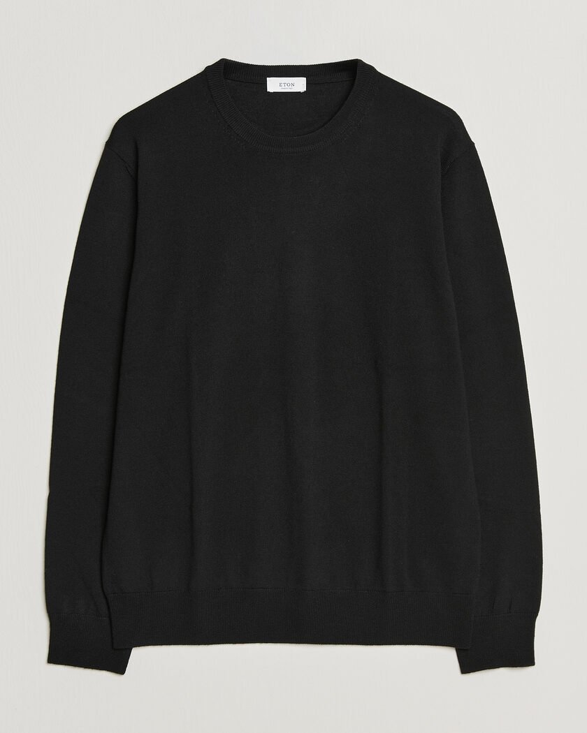 Eton Merino Wool Knitted Crew Neck Black – Negro