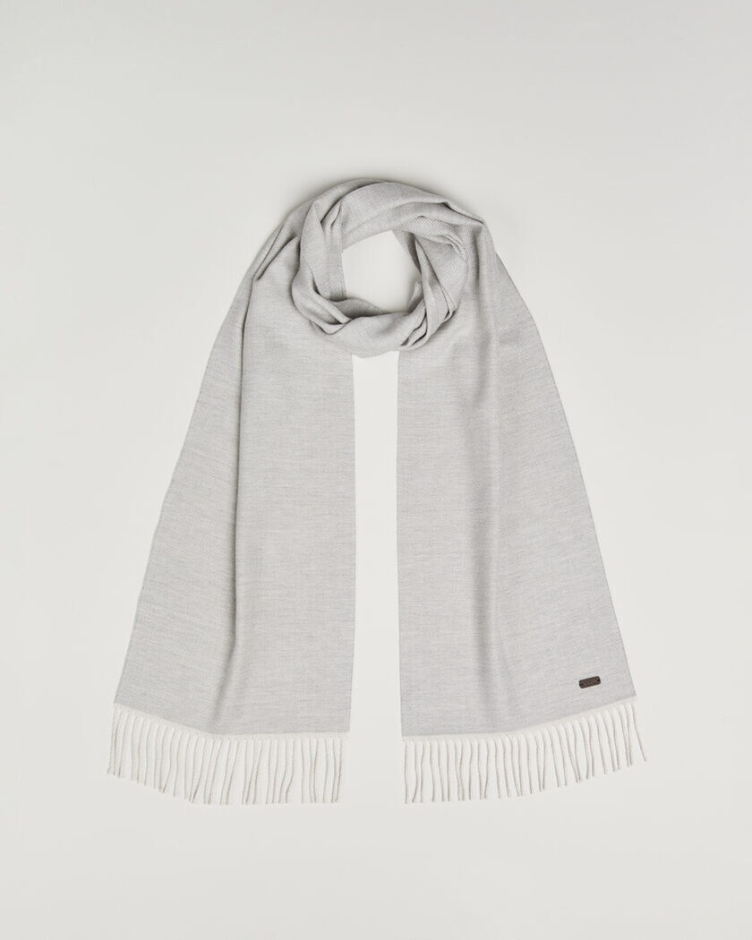  Eton Twill Merino Wool Scarf Light Grey – Gris