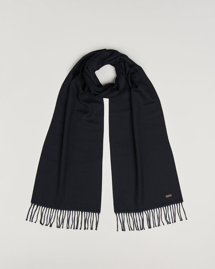 Eton Twill Merino Wool Scarf Navy Blue – Azul