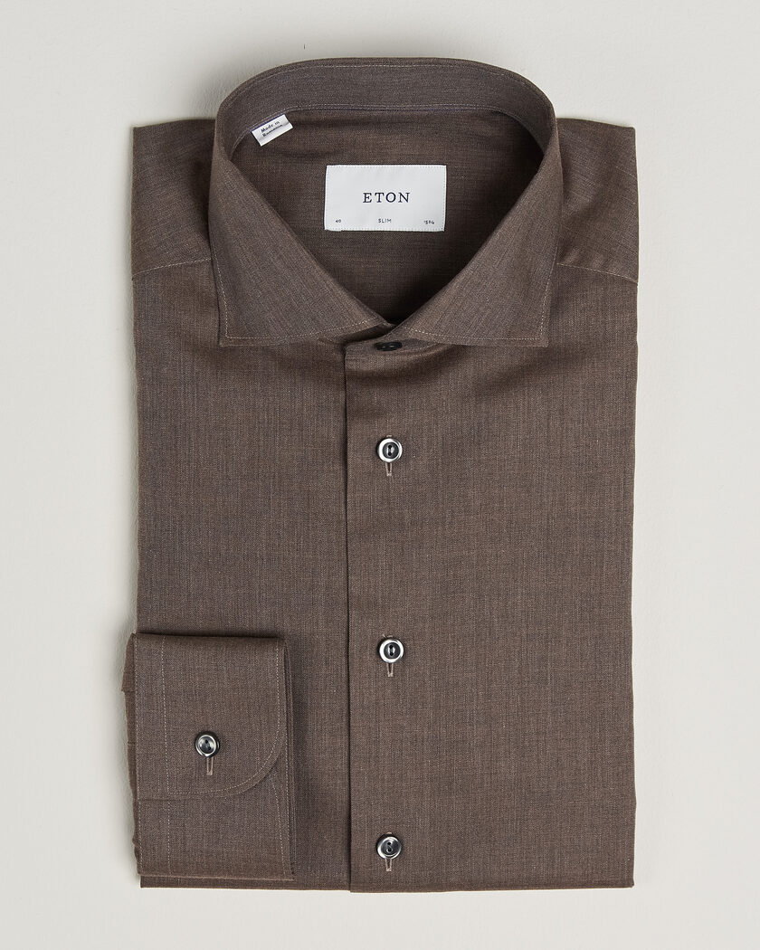 Eton Slim Fit Signature Flannel Shirt Brown – Marrón