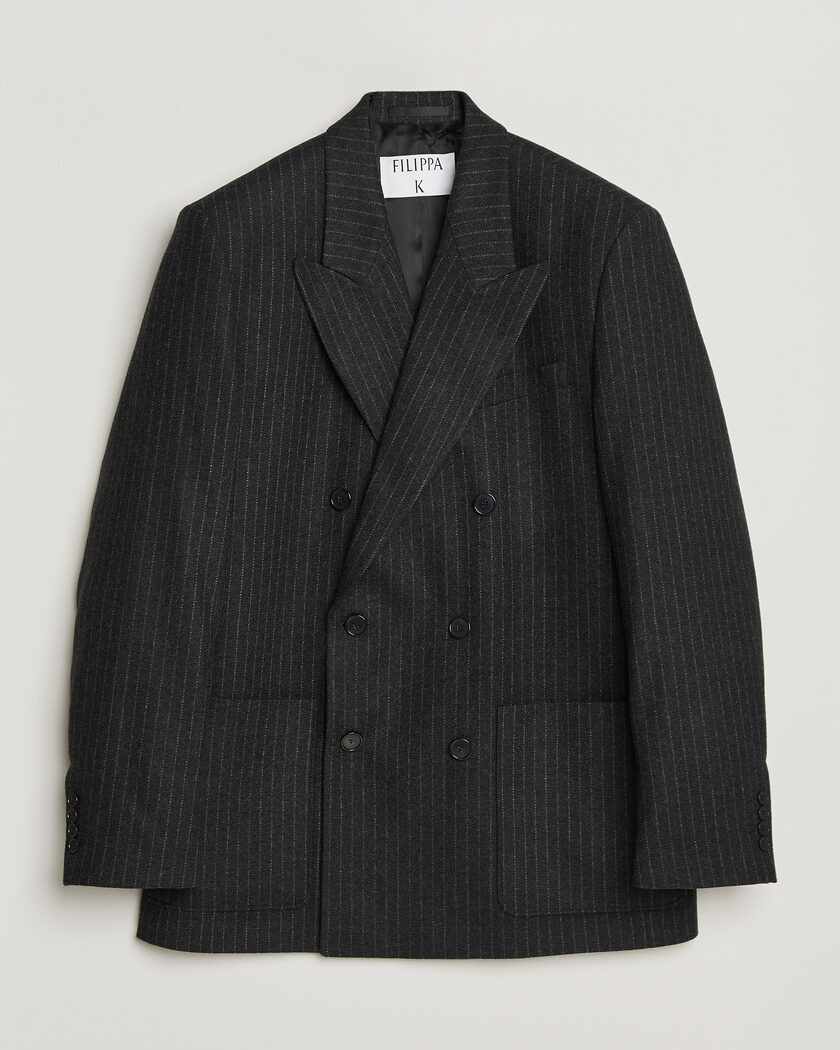 Filippa K Michael Wool Flannel Pinstriped Blazer Anthracite – Gris