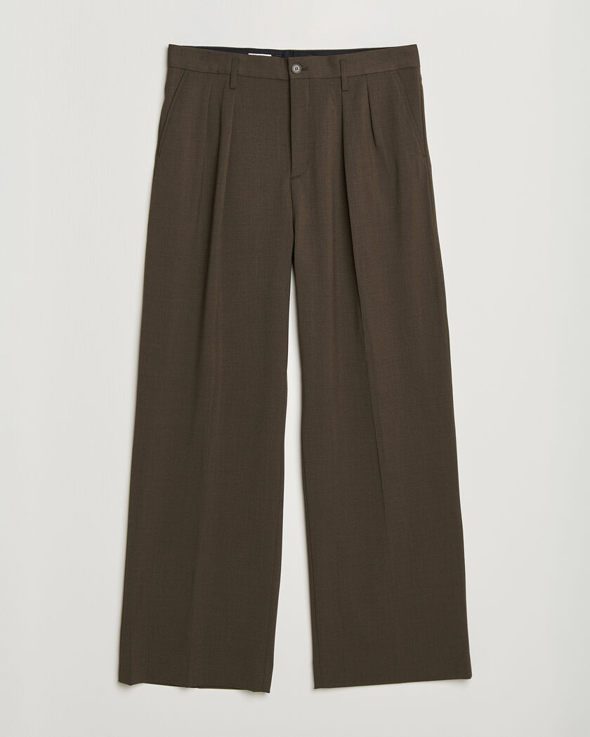 Filippa K Milo Wide Wool Trousers Walnut Brown – Marrón
