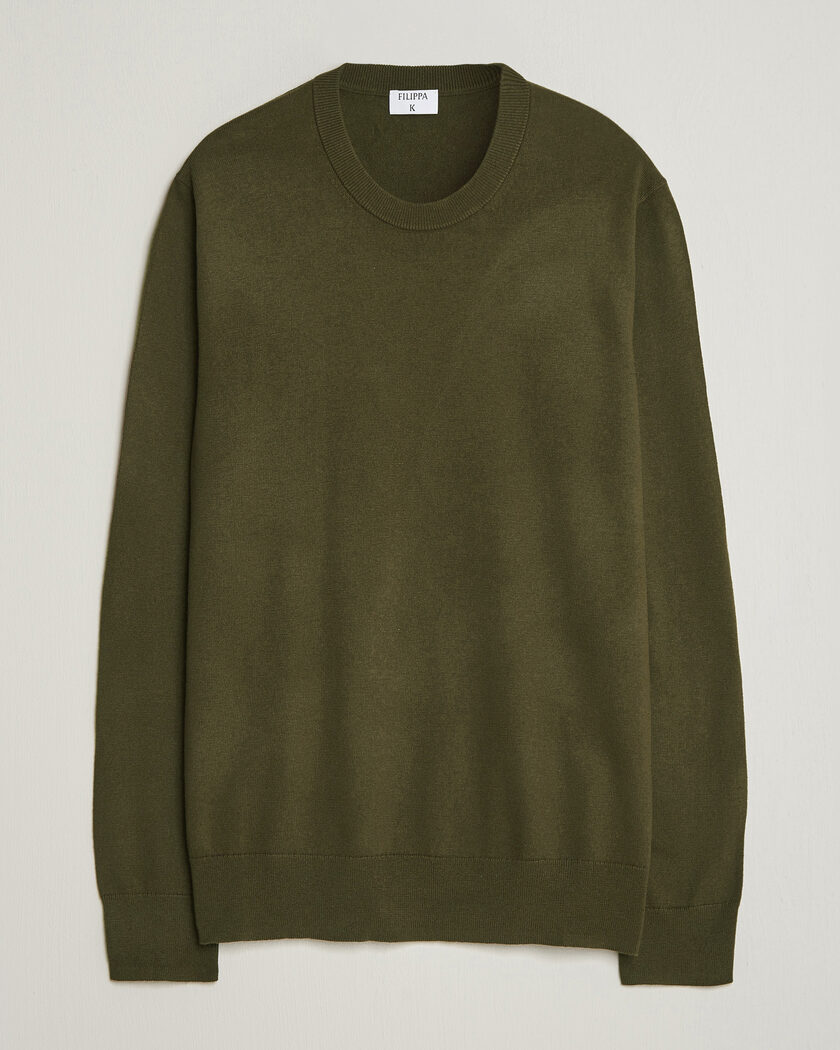 Filippa K Cotton Merino Knitted Sweater Dark Moss Green – Verde