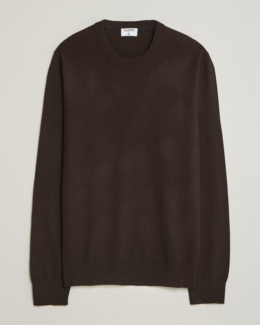 Filippa K Cotton Merino Knitted Sweater Dark Chocolate – Marrón