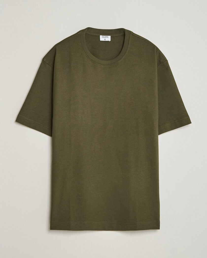 Filippa K Heavy Cotton Crew Neck T-Shirt Dark Moss Green – Verde