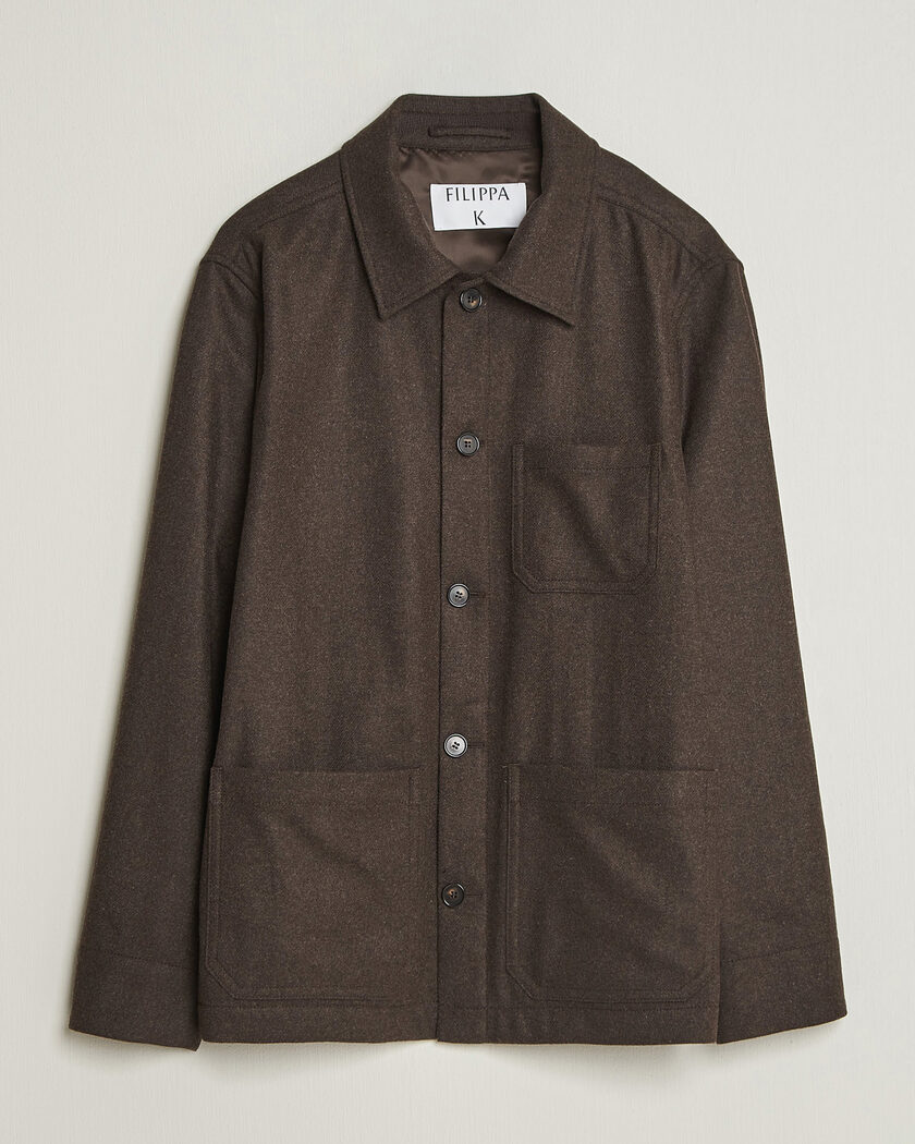 Filippa K Taylor Flannel Overshirt Walnut Brown – Marrón