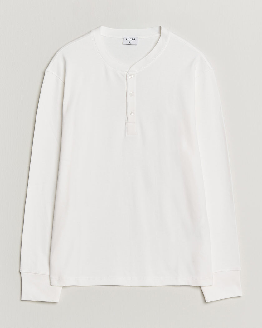 Filippa K Cotton Rib Henley White – Blanco