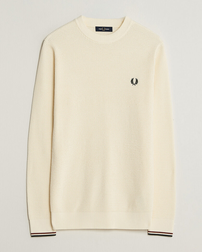 Fred Perry Waffle Stitch Jumper Ecru – Blanco