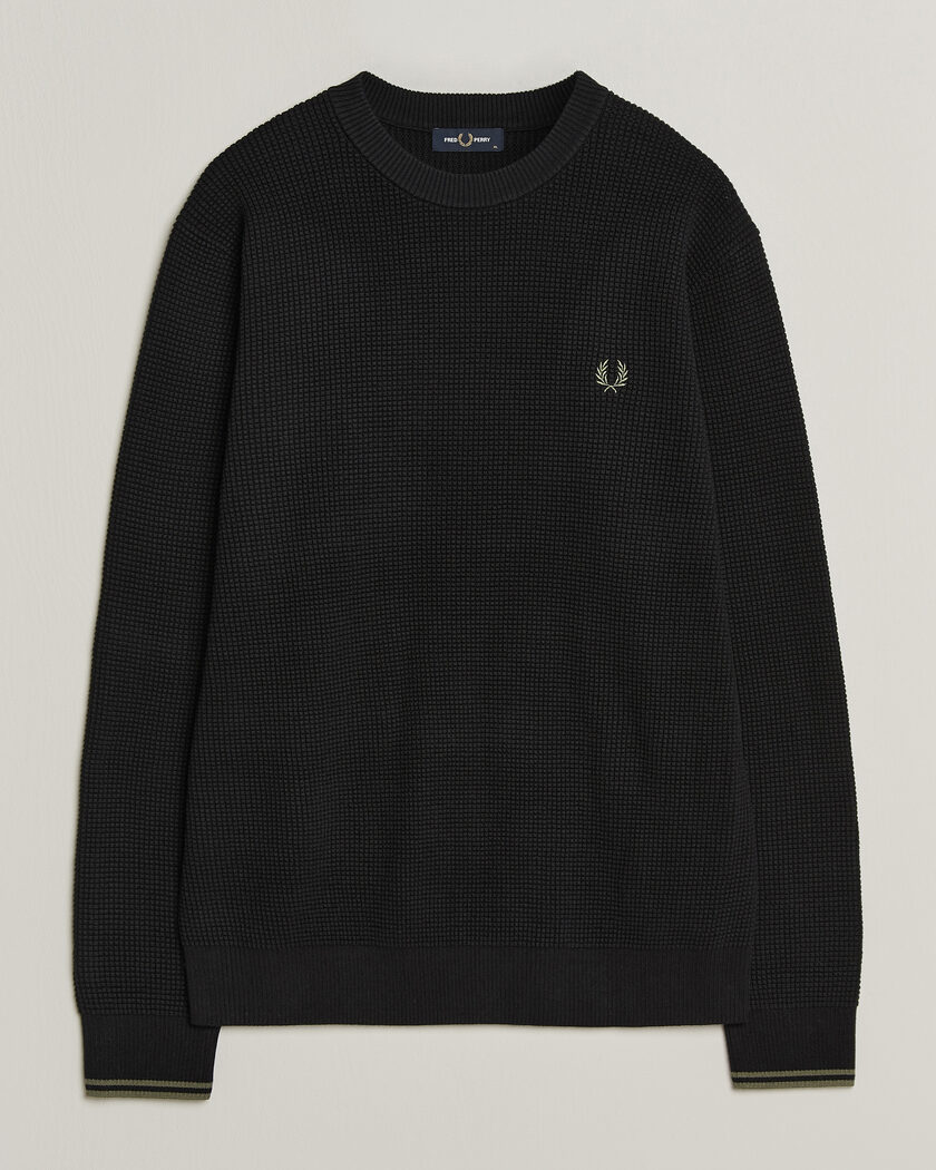 Fred Perry Waffle Stitch Jumper Black – Negro