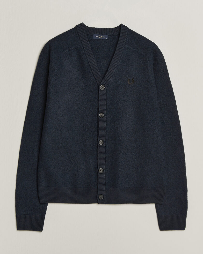 Fred Perry Wool Saddle Sleeve Cardigan Navy – Azul