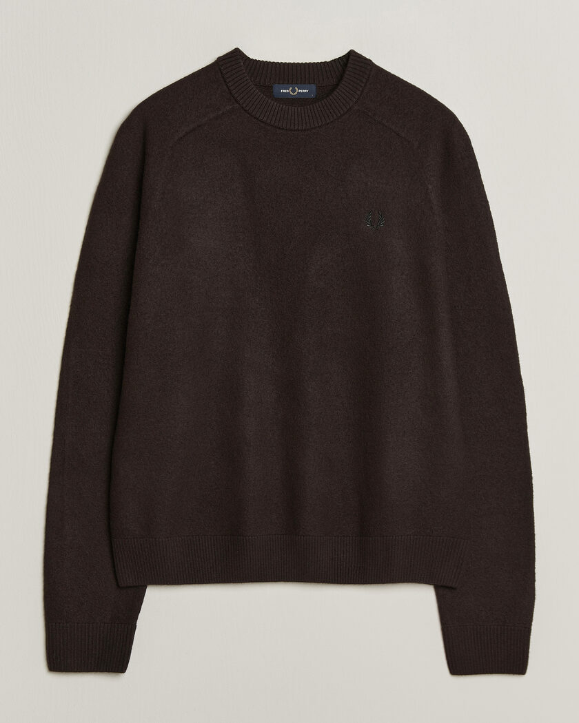 Fred Perry Wool Saddle Sleeve Crew Neck Rich Brown – Marrón