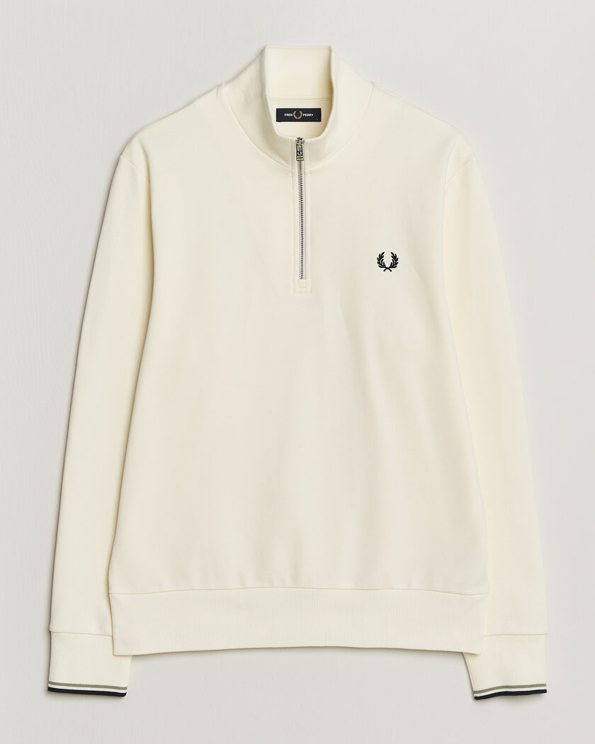 Fred Perry Half Zip Sweatshirt Ecru – Blanco