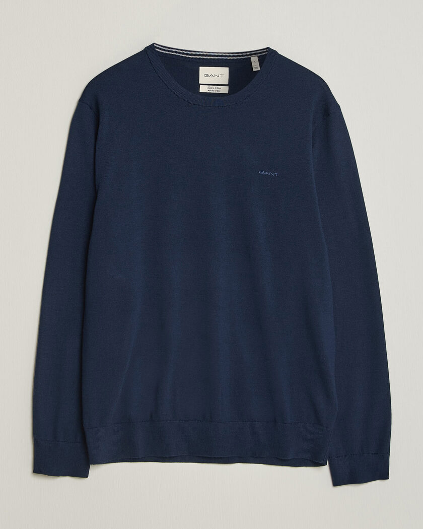 Gant Extrafine Merino Knitted Crew Neck Marine – Azul