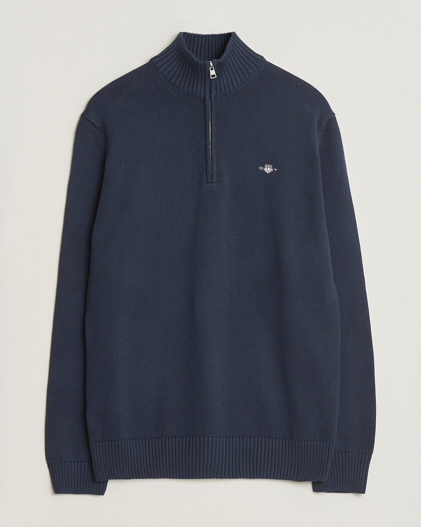 Gant Casual Cotton Knitted Half Zip Evening Blue – Azul