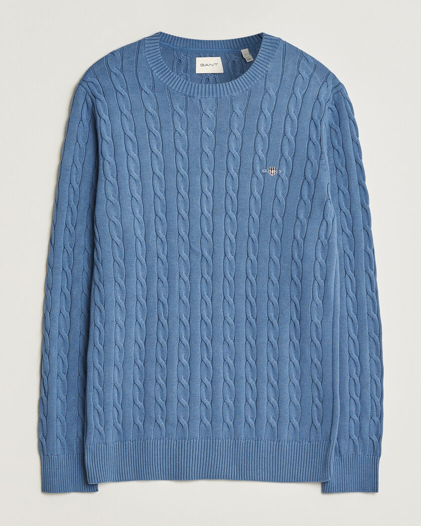 Gant Cotton Cable Crew Neck Blue Horizon – Azul