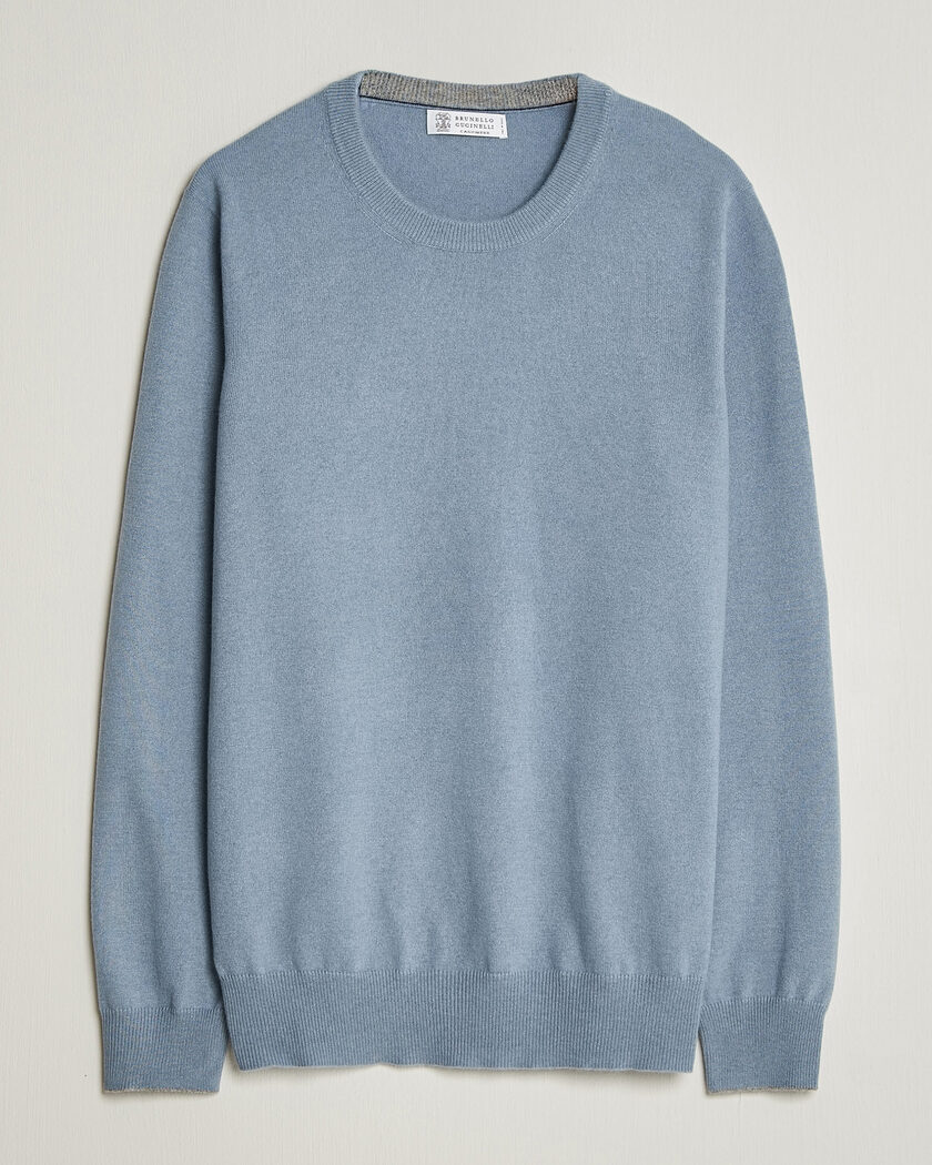 Brunello Cucinelli 2 Ply Cashmere Pullover Denim Blue 46 - Taglia: 46 - Colore: Blu