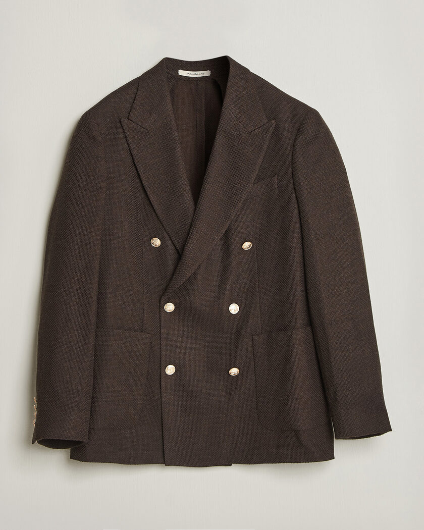 Gant Wool Textured Double Breasted Blazer Black Brown – Marrón