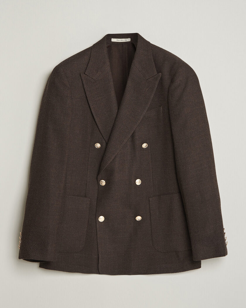  Gant Wool Textured Double Breasted Blazer Black Brown – Marrón