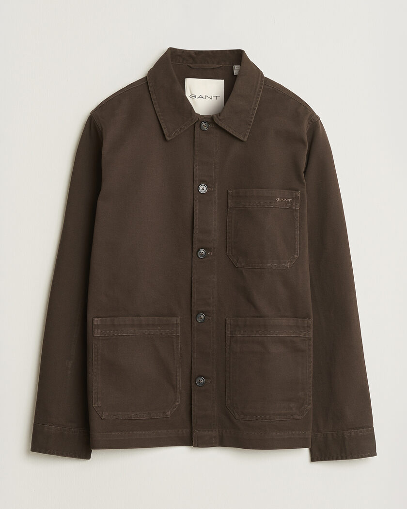 Gant Regular Fit Brushed Twill Overshirt Black Brown – Marrón