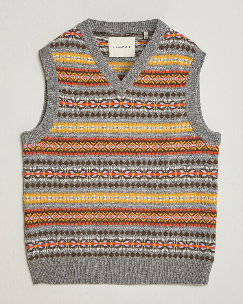 Gant Wool Knitted Fairisle Vest Multi – Multicolor