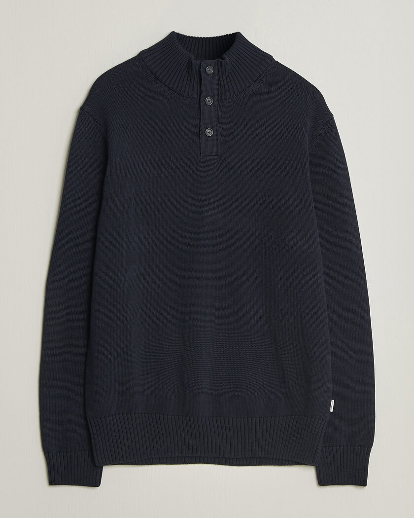 Gant Supima Cotton Half Buttoned Neck Evening Blue – Azul