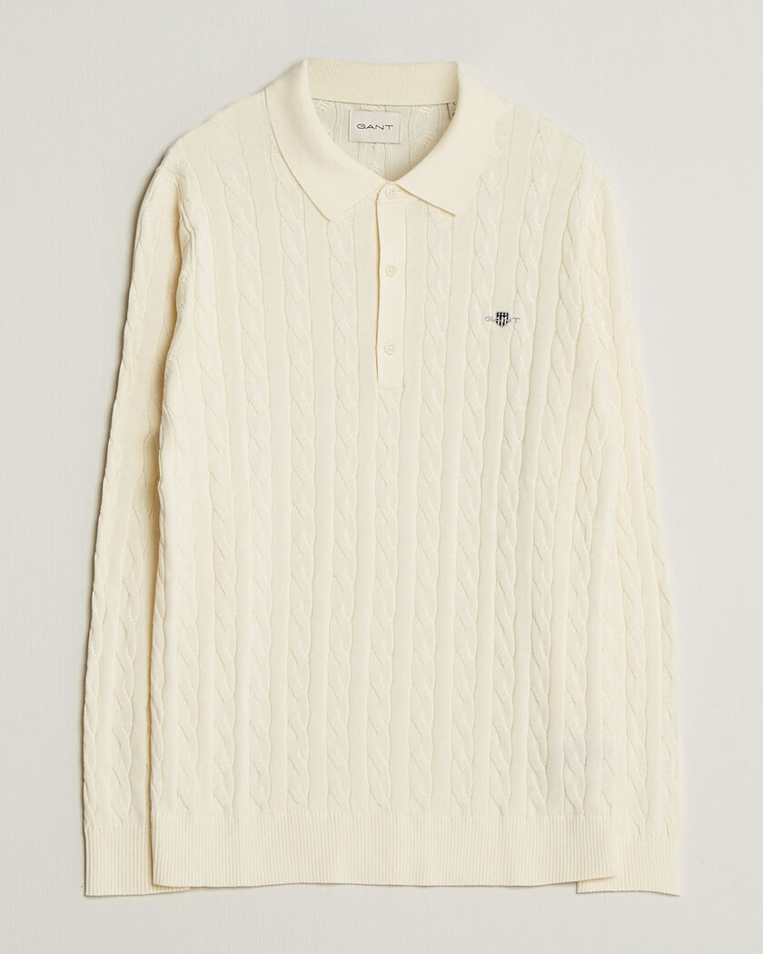 Gant Cotton Cable Polo Cream – Blanco