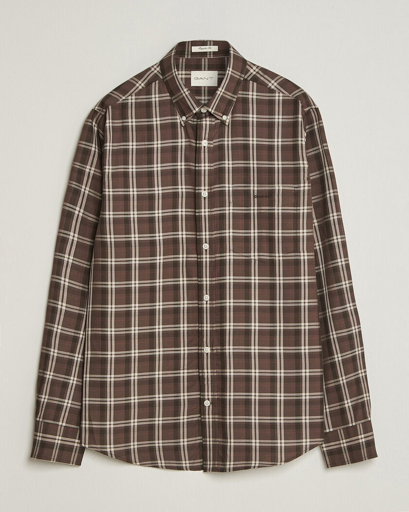 Gant Regular Fit Twill Checked Shirt Faded Taupe – Marrón