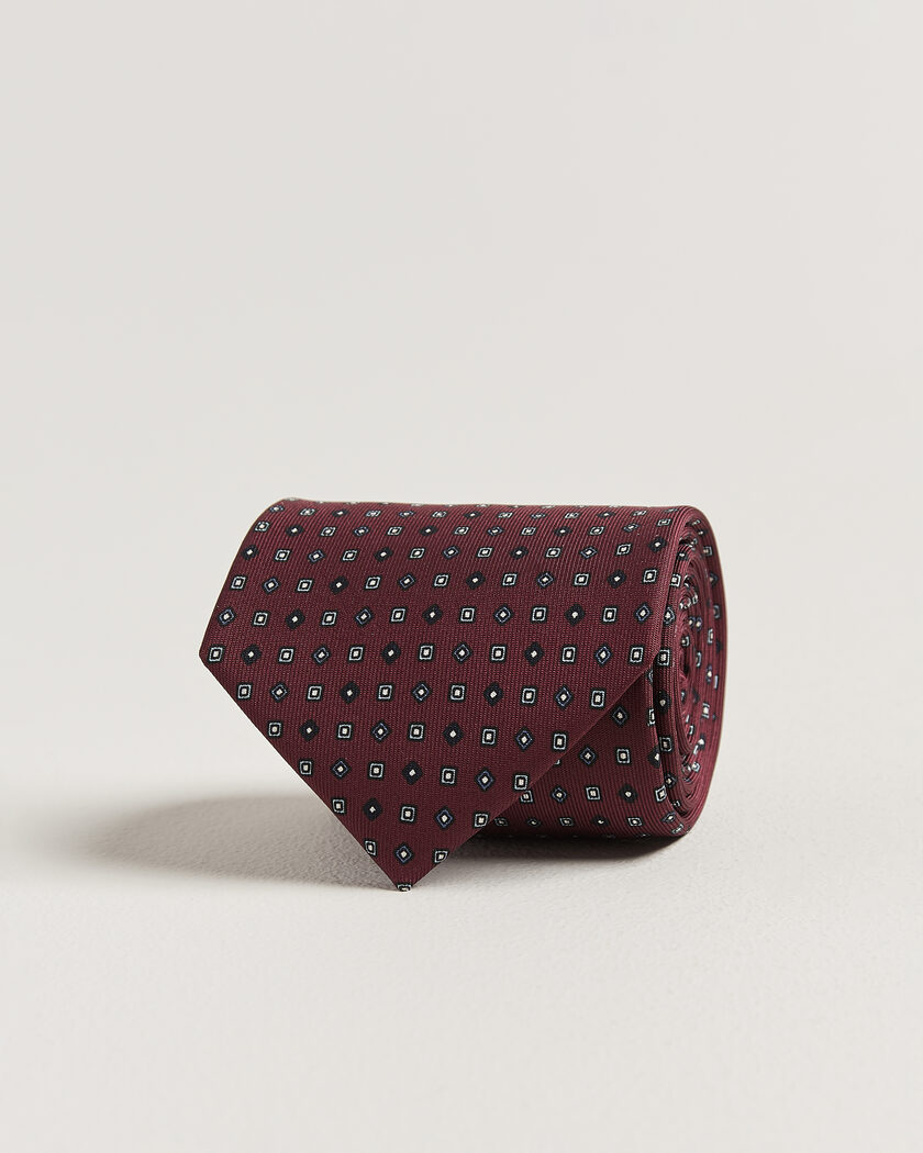 E. Marinella 3-Fold Printed Silk Tie Burgundy – Rojo