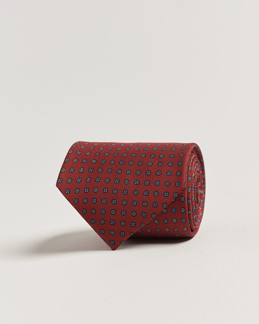 E. Marinella 3-Fold Printed Silk Tie Dark Red – Rojo