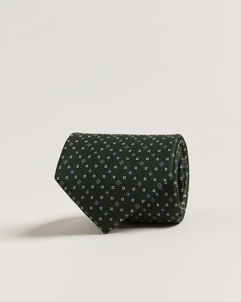 E. Marinella 3-Fold Printed Silk Tie Dark Green – Verde