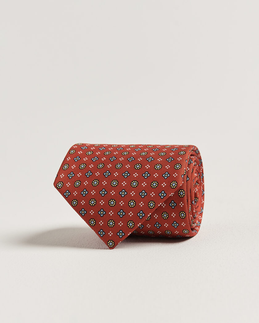 E. Marinella 3-Fold Printed Silk Tie Red – Rojo