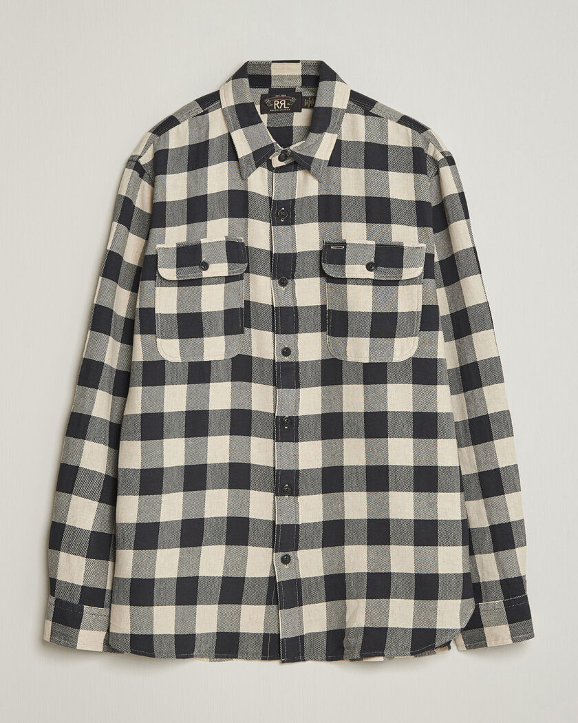RRL Matlock Plaid Shirt Black/Cream – Negro