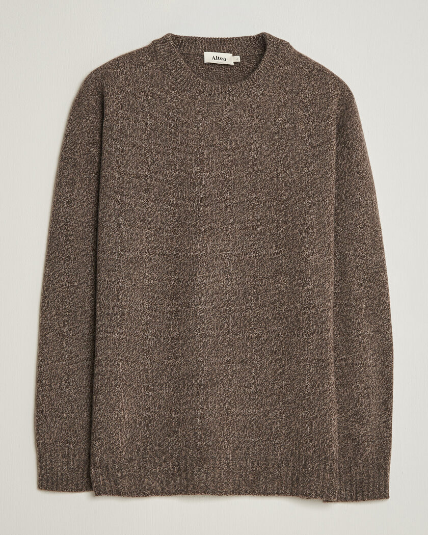 Altea Wool/Cashmere Crew Neck Pullover Brown Melange – Marrón