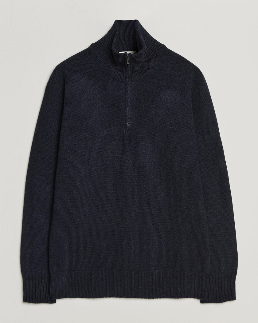Altea Wool/Cashmere Half Zip Navy – Azul