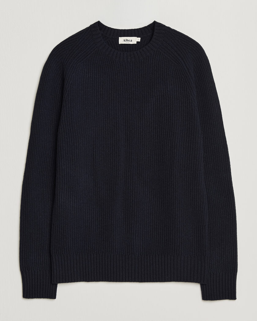 Altea Rib Wool Crew Neck Navy – Azul
