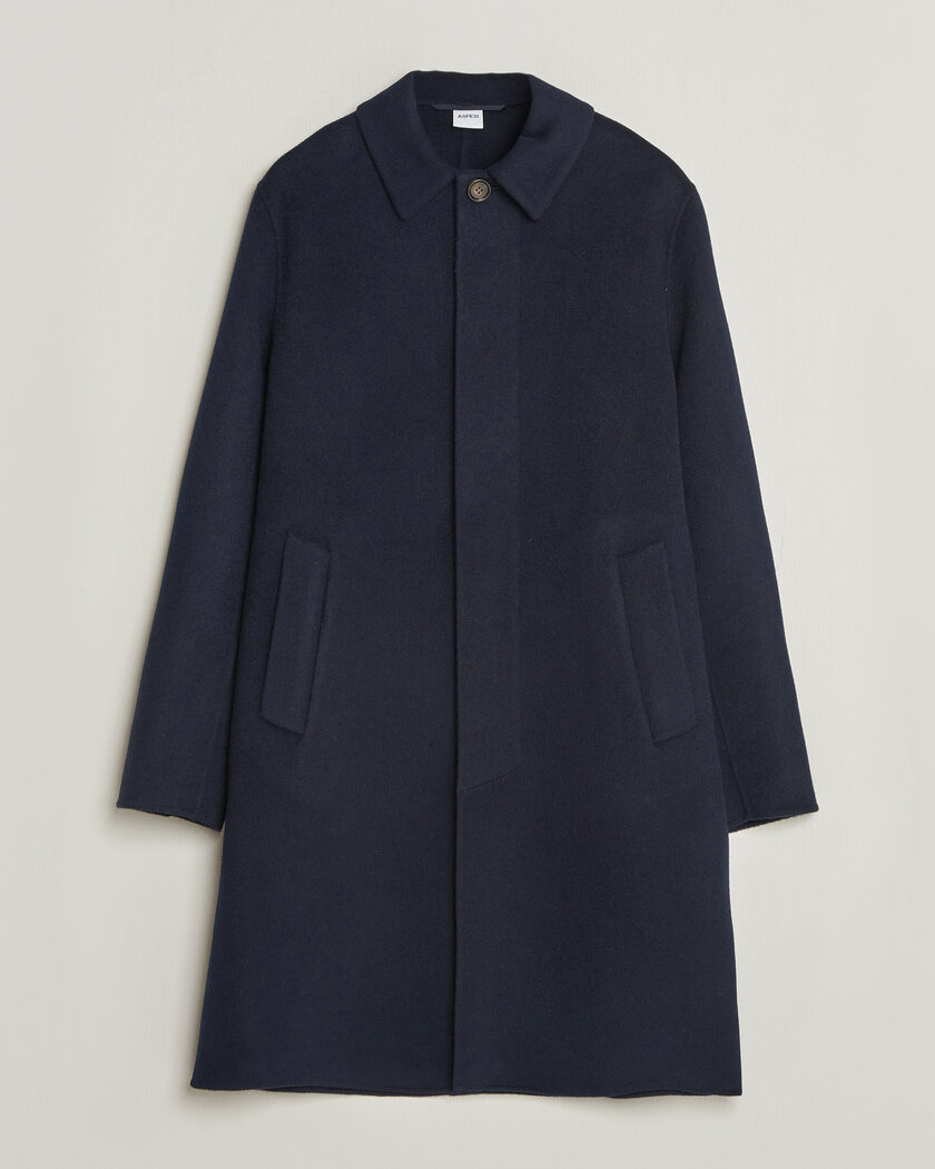 Aspesi Double Wool Coat Navy – Azul