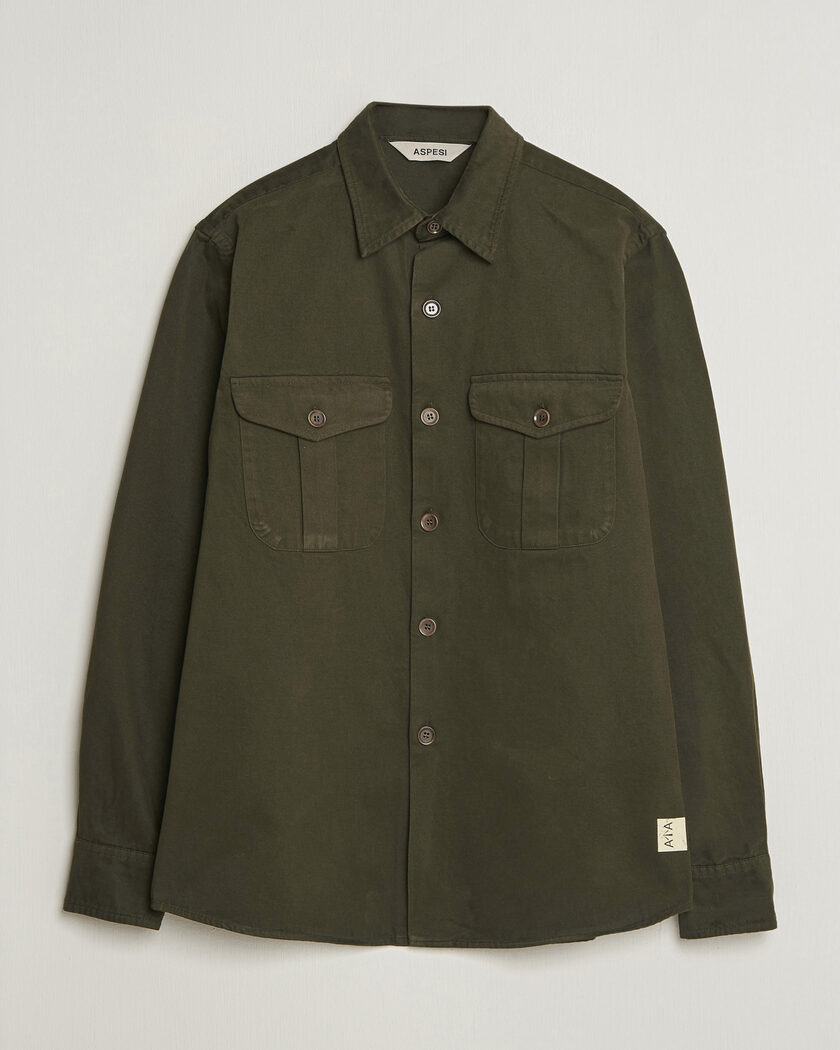 Aspesi Twill Cotton Overshirt Military – Verde