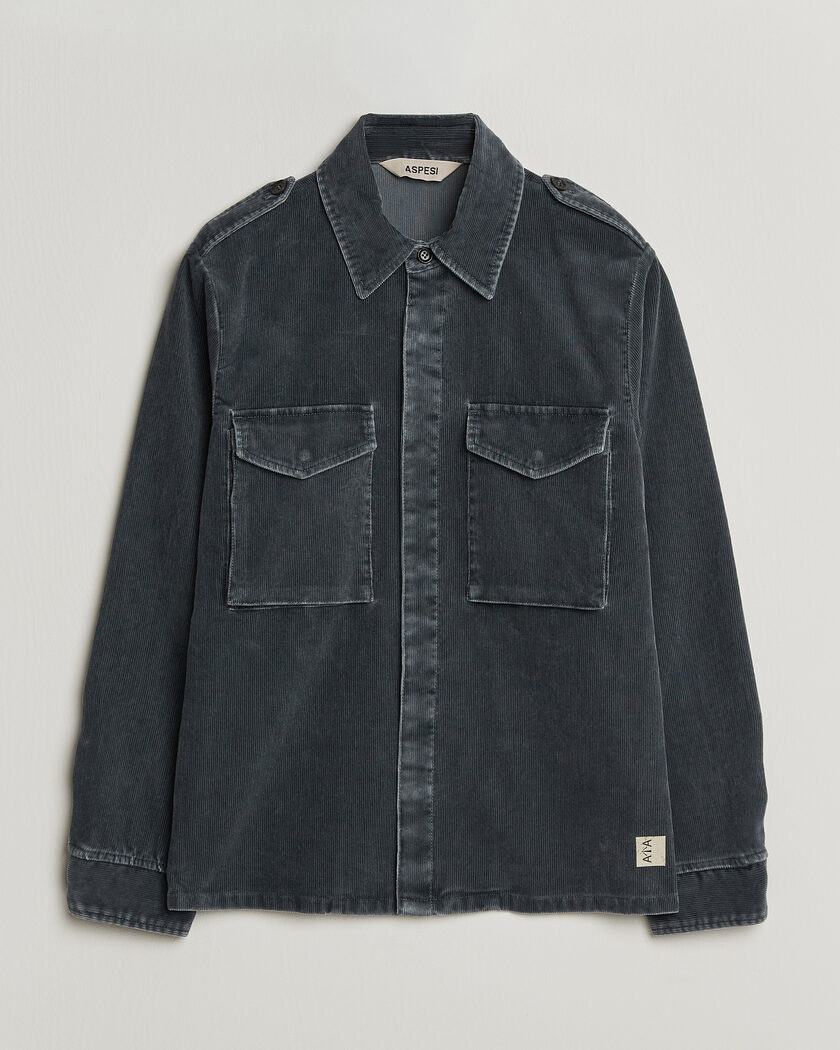 Aspesi Double Pocket Corduroy Overshirt Washed Black – Gris
