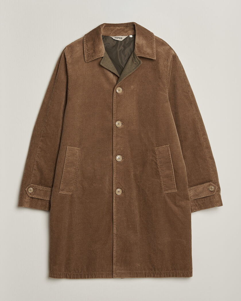 Aspesi Corduroy Raglan Coat Beige – Marrón