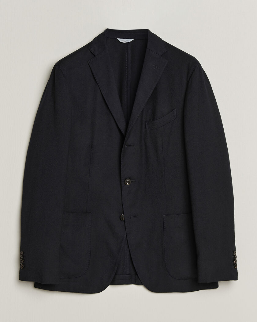 Boglioli K Jacket Soft Touch Flannel Blazer Navy – Azul