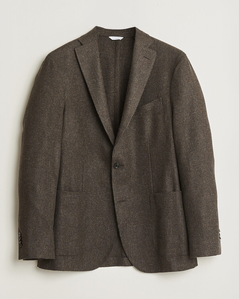 Boglioli K Jacket Wool Houndstooth Blazer Dark Brown – Marrón
