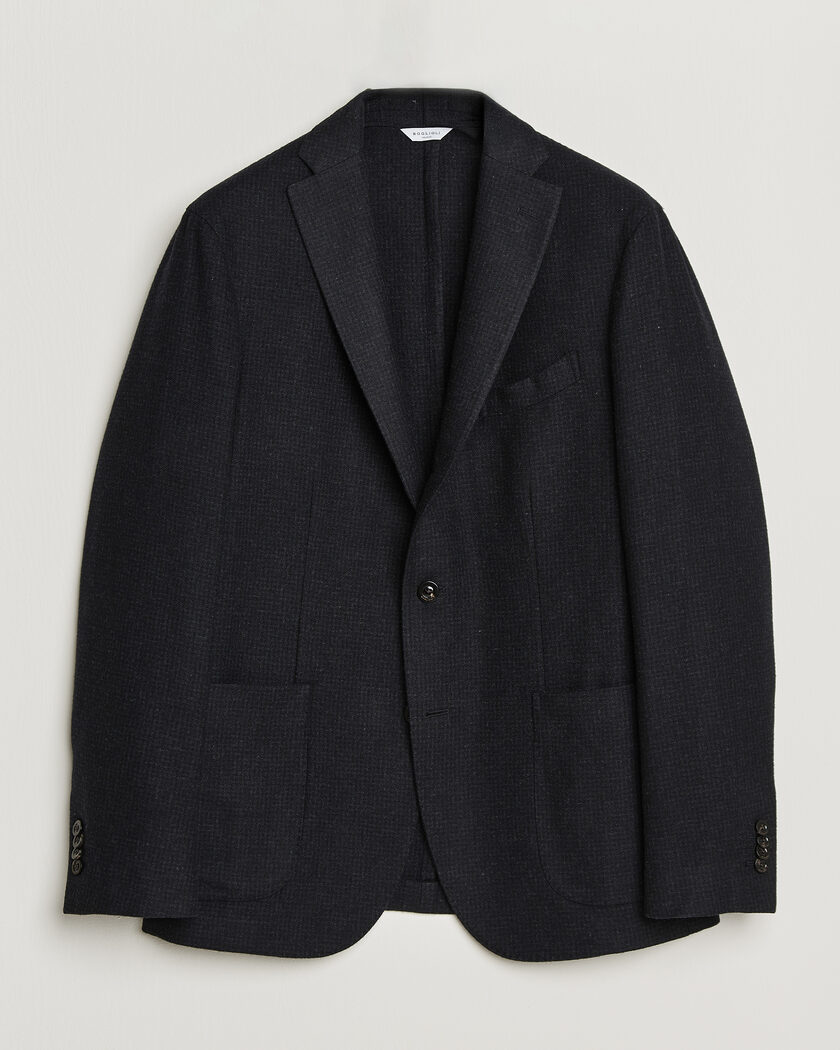 Boglioli K Jacket Wool Houndstooth Blazer Navy – Azul