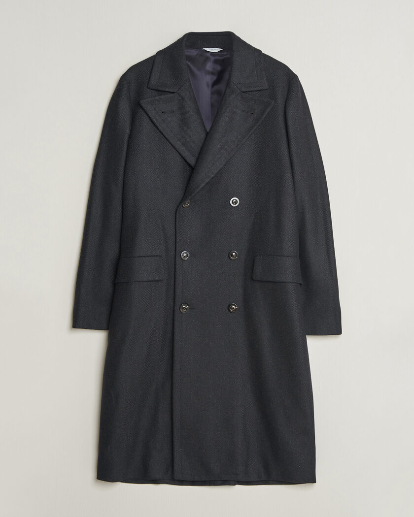 Boglioli Double Breasted Wool Coat Navy – Azul